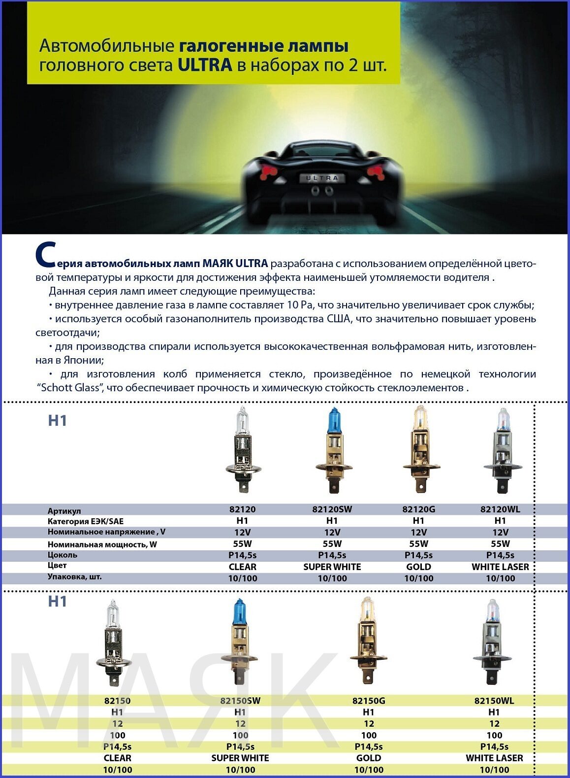 ЛАМПА ГАЛОГЕННАЯ СЕРИИ ULTRA-XENON.